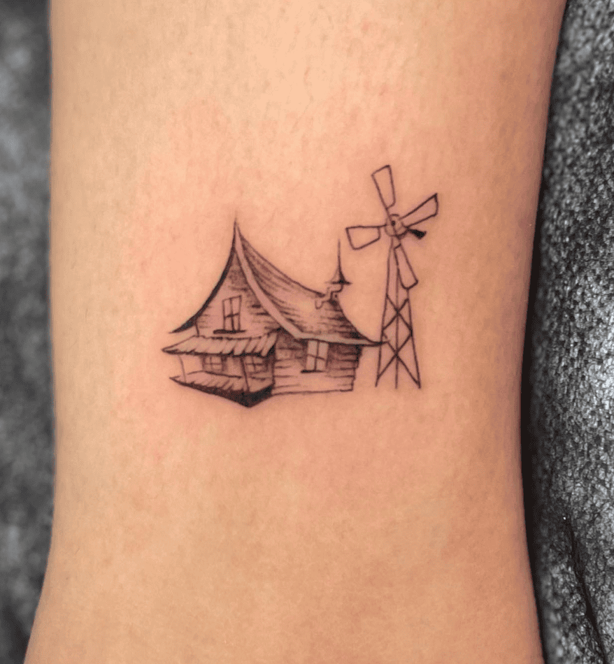 Farm House Courage the Cowardly Dog Tattoo