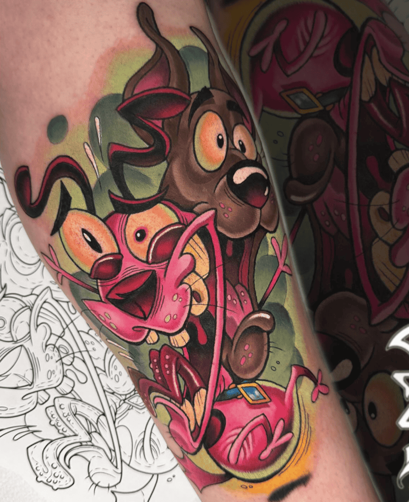 Scooby Doo X Courage the Cowardly Dog Tattoo