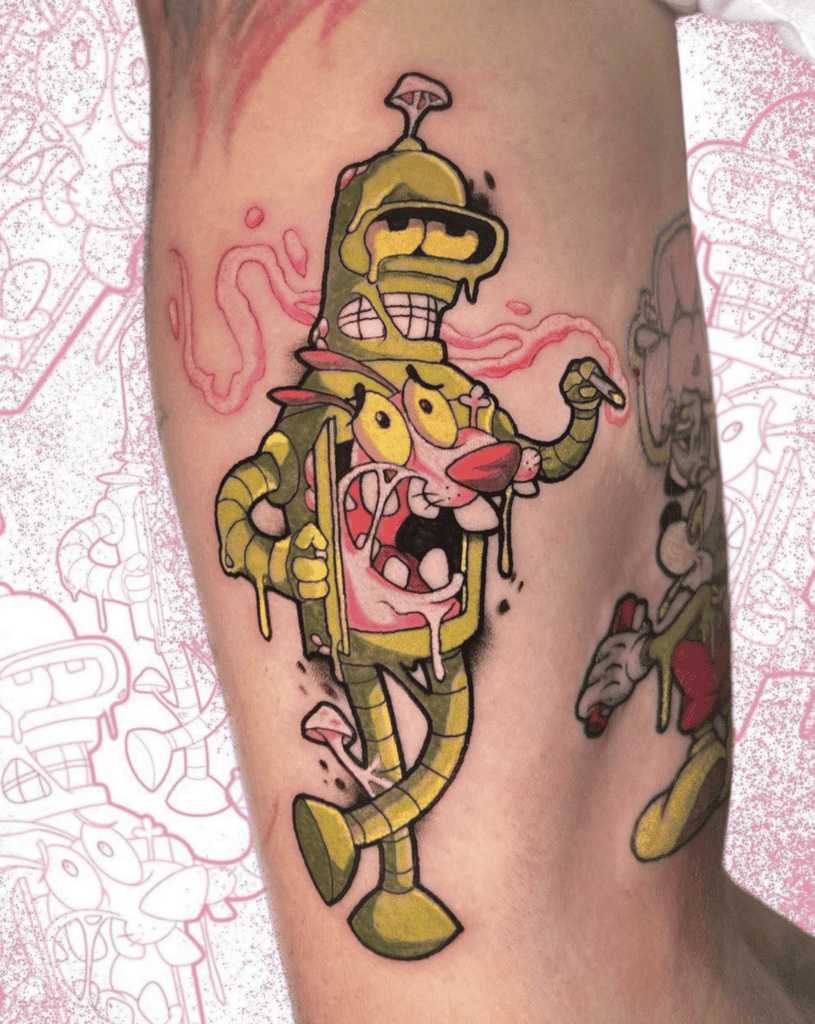 Futurama X Courage the Cowardly Dog Tattoo