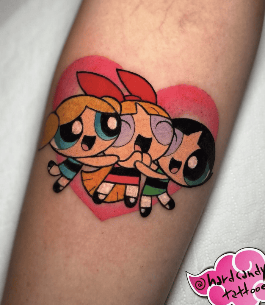 The Powerpuff Girls Love Cartoon Tattoo