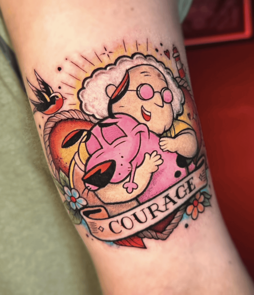 Courage the Cowardly Dog Hug Cartoon Tattoo