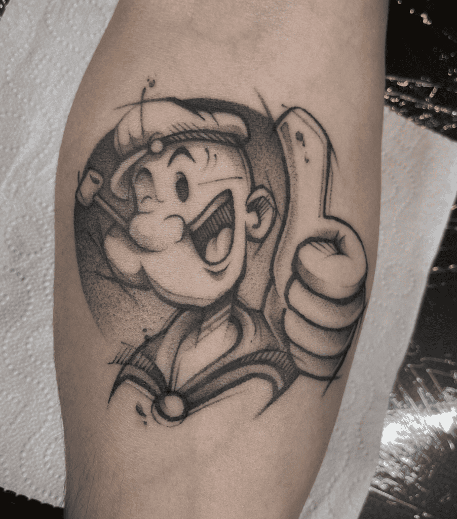 Popeye Happy Cartoon Tattoo