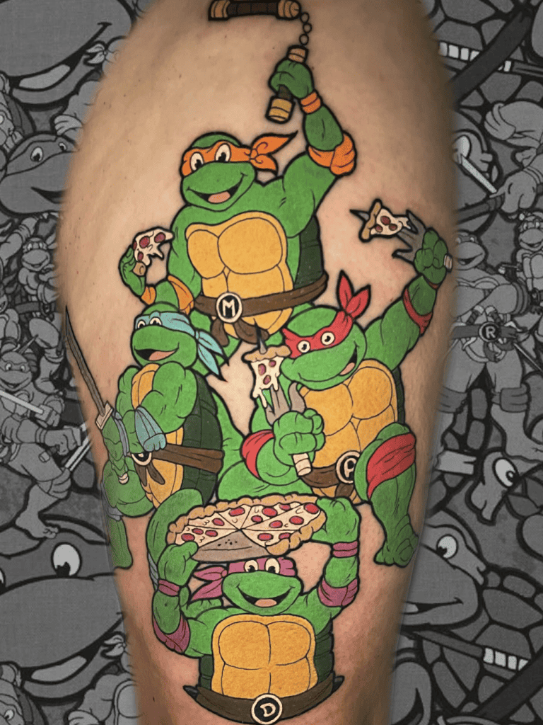Teenage Mutant Ninja Turtles Pizza Cartoon Tattoo