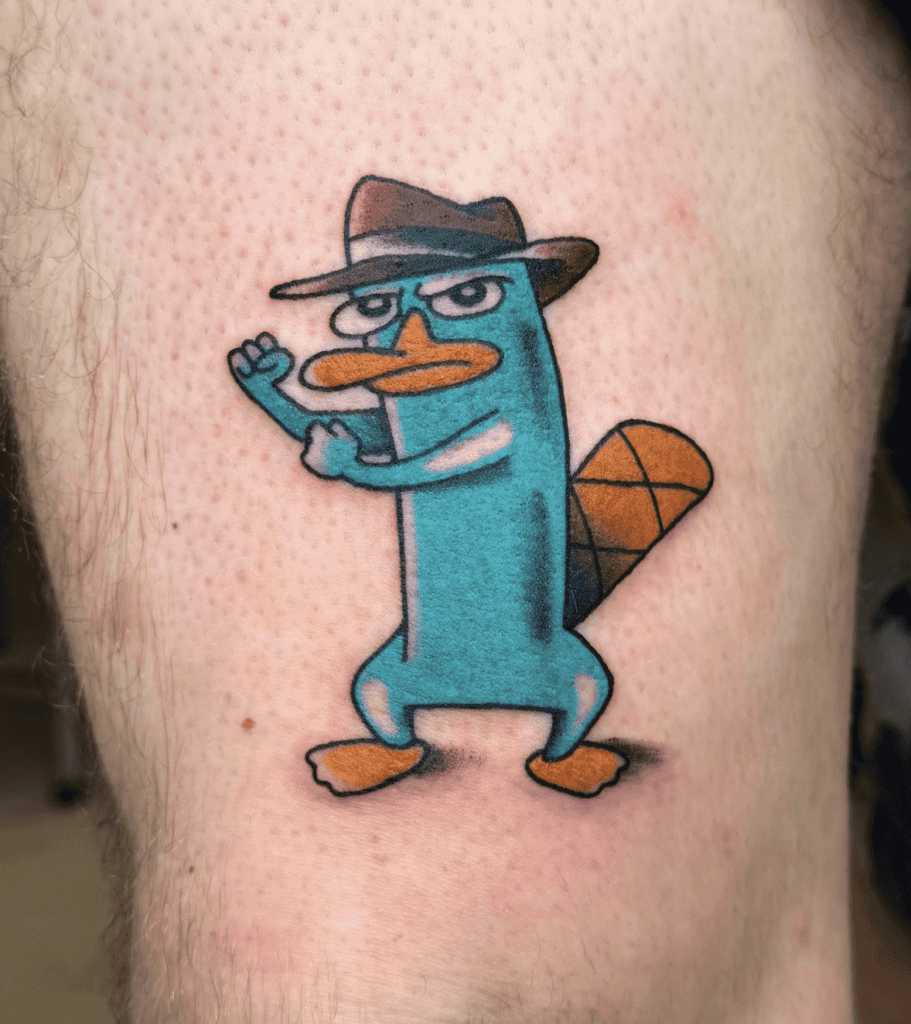 Phineas and Ferb Fight Cartoon Tattoo