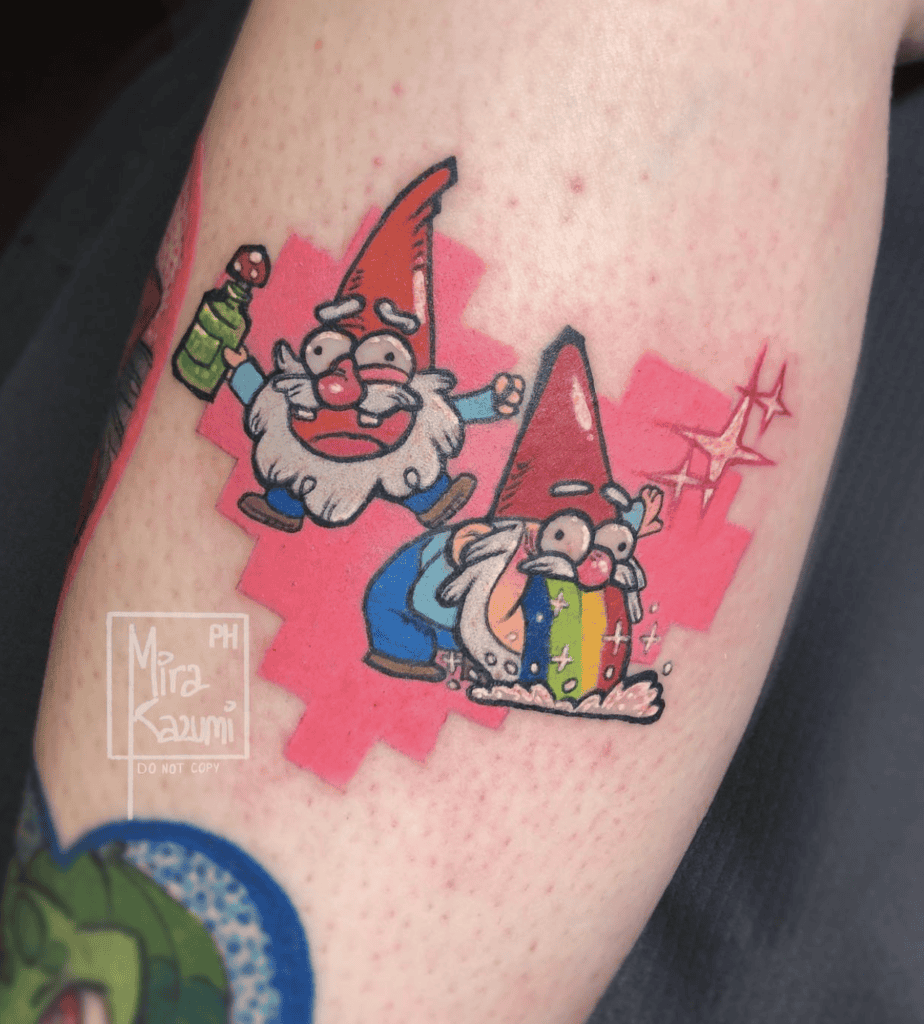 Gravity Falls Gnome Cartoon Tattoo
