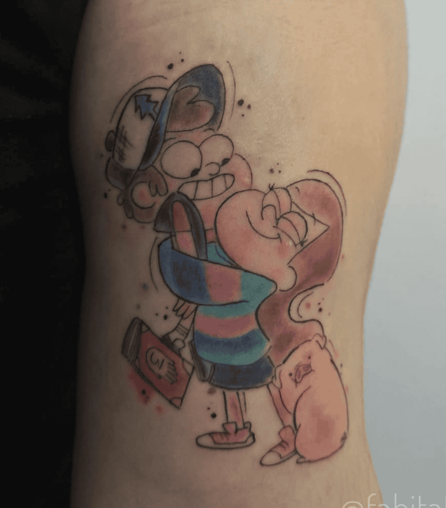 Gravity Falls Hug Cartoon Tattoo