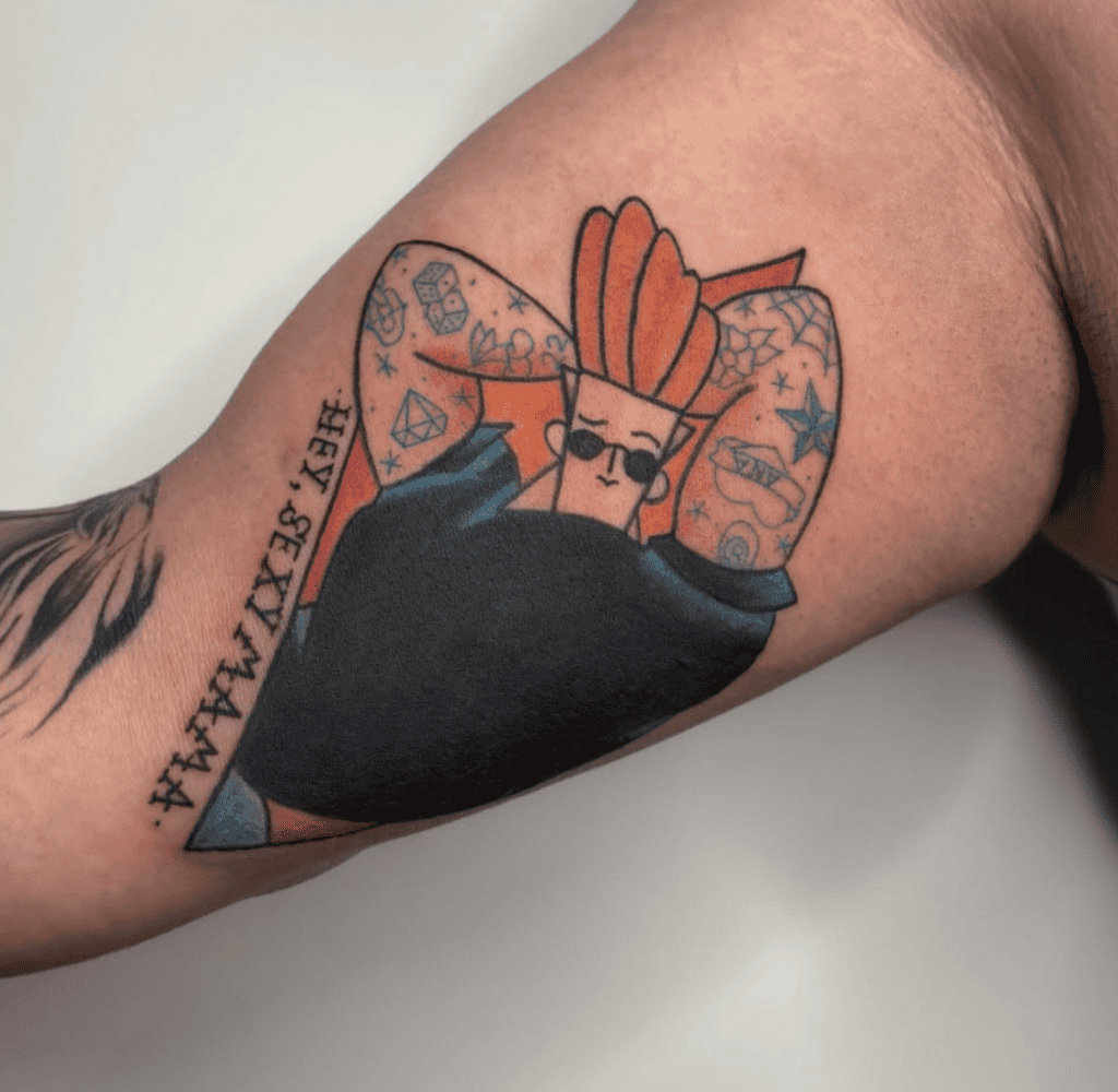 Johnny Bravo Pose Cartoon Tattoo