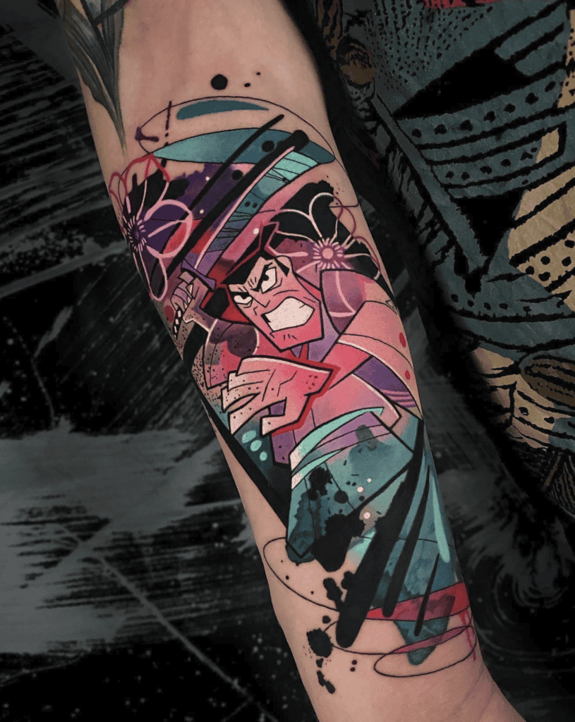 Samurai Jack Action Cartoon Tattoo