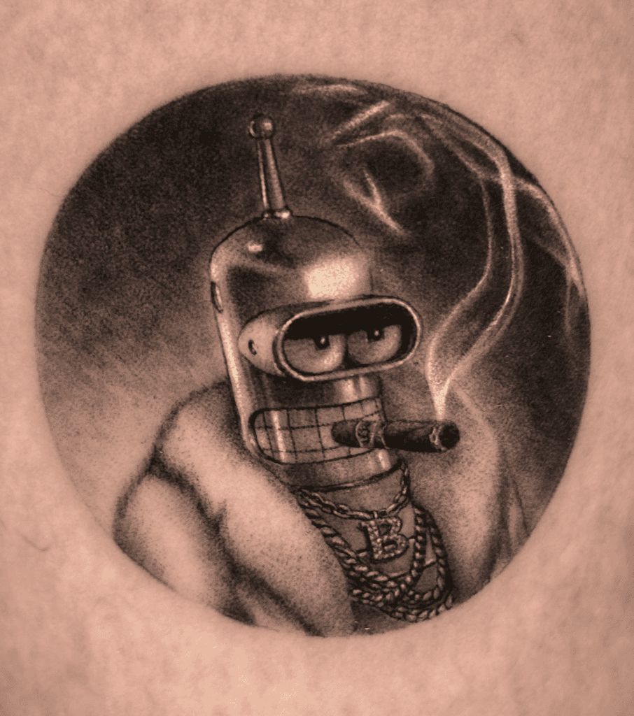Futurama Bender Cartoon Tattoo