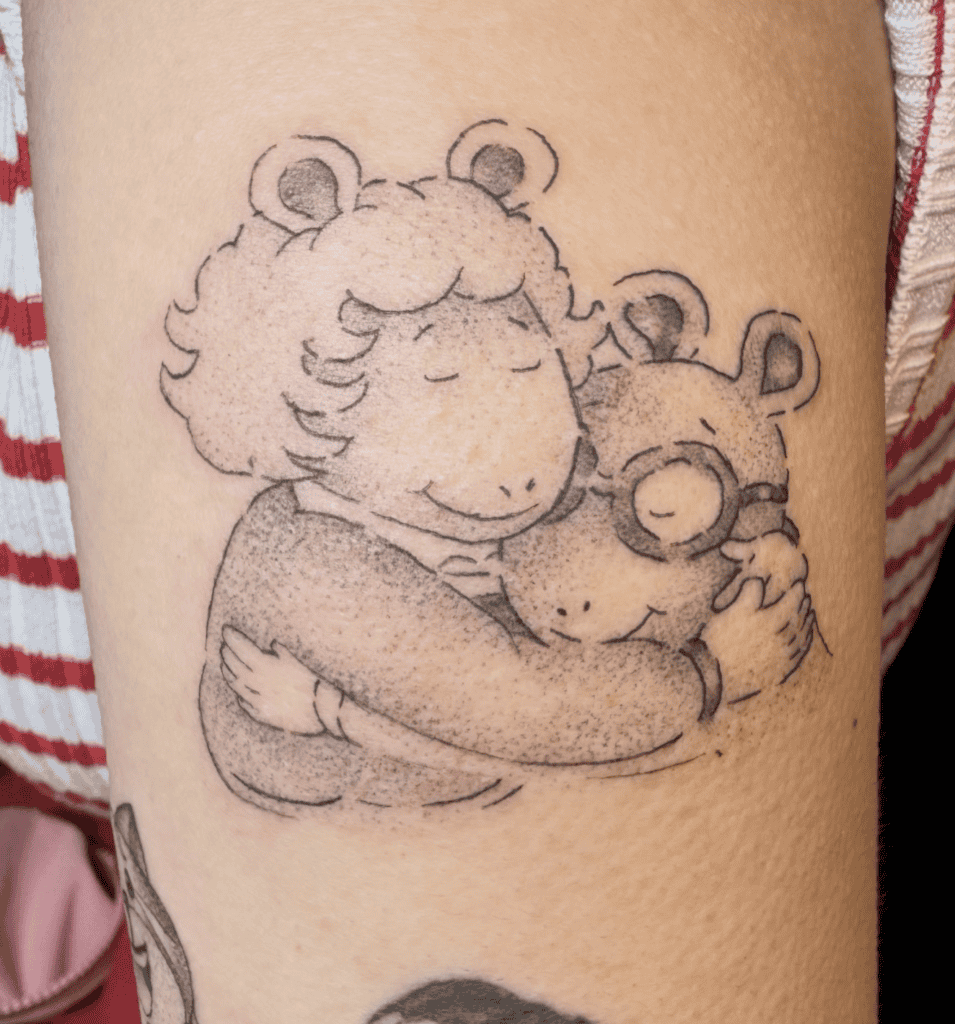 Arthur Hug Cartoon Tattoo