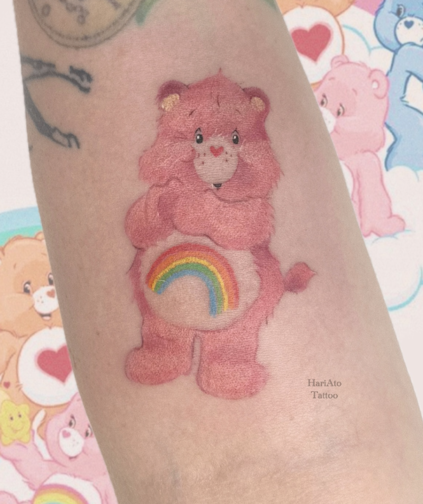 Care Bears Pink Cartoon Tattoo