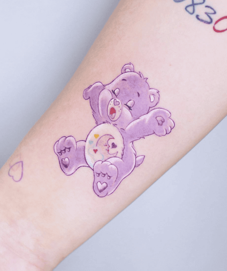 Care Bears Purple Cartoon Tattoo
