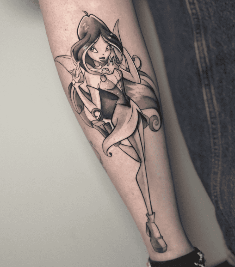 Winx Club Flora Cartoon Tattoo