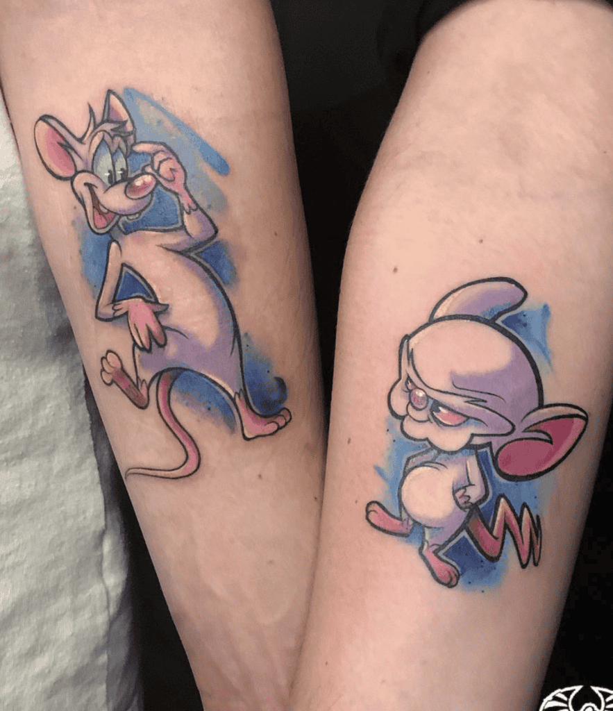 Pinky and the Brain Pair Cartoon Tattoo