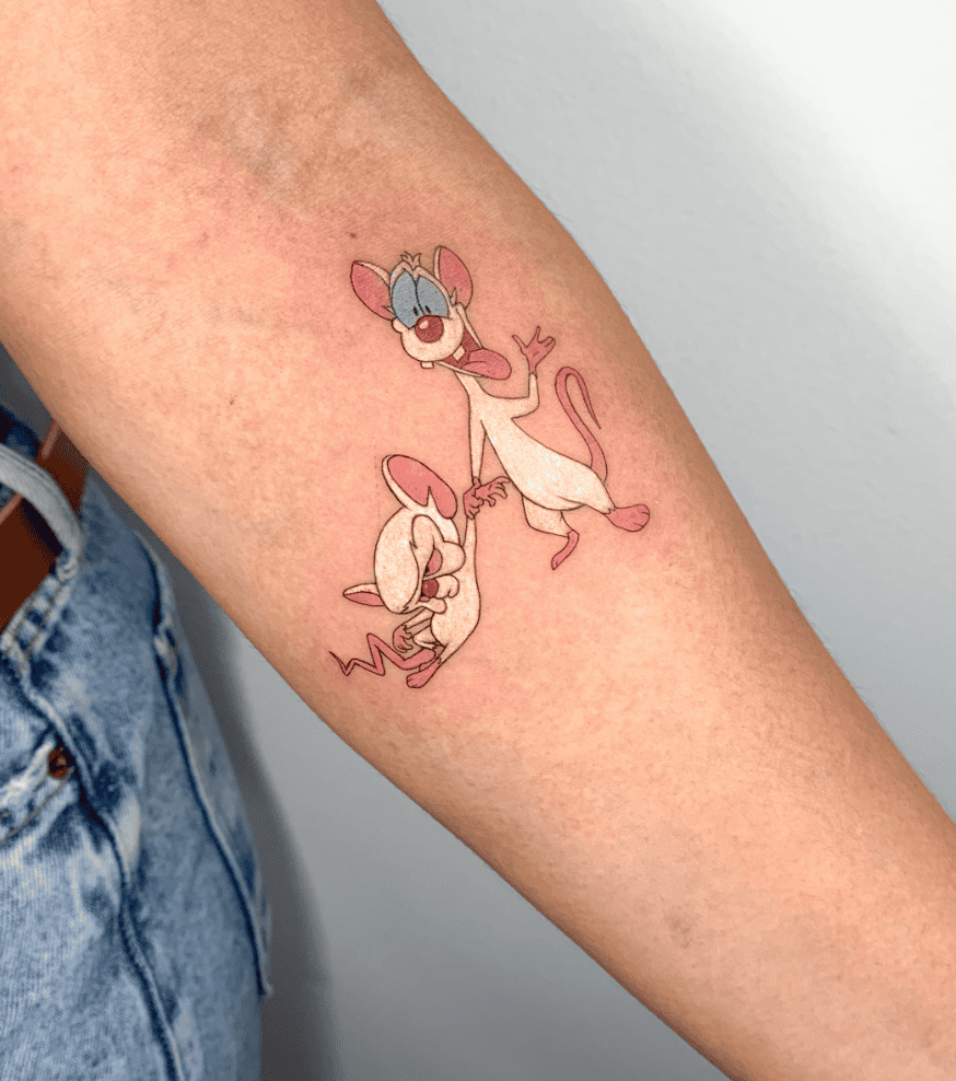 Pinky and the Brain Smile Cartoon Tattoo