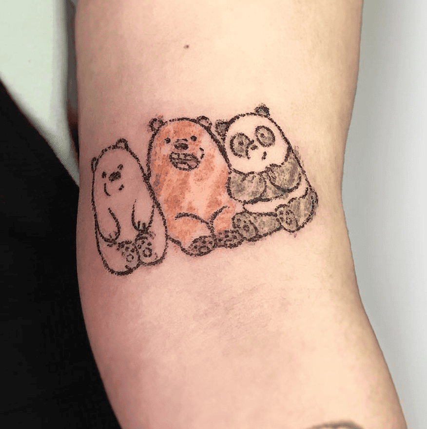 We Bare Bears Happy Cartoon Tattoo