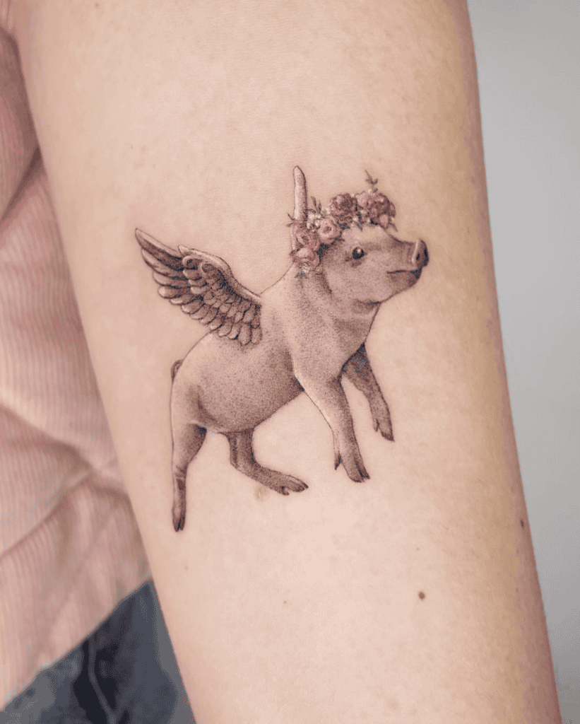 Pig Fly Animal Tattoo