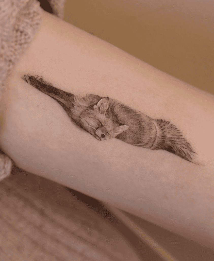 Fox Sleep Animal Tattoo