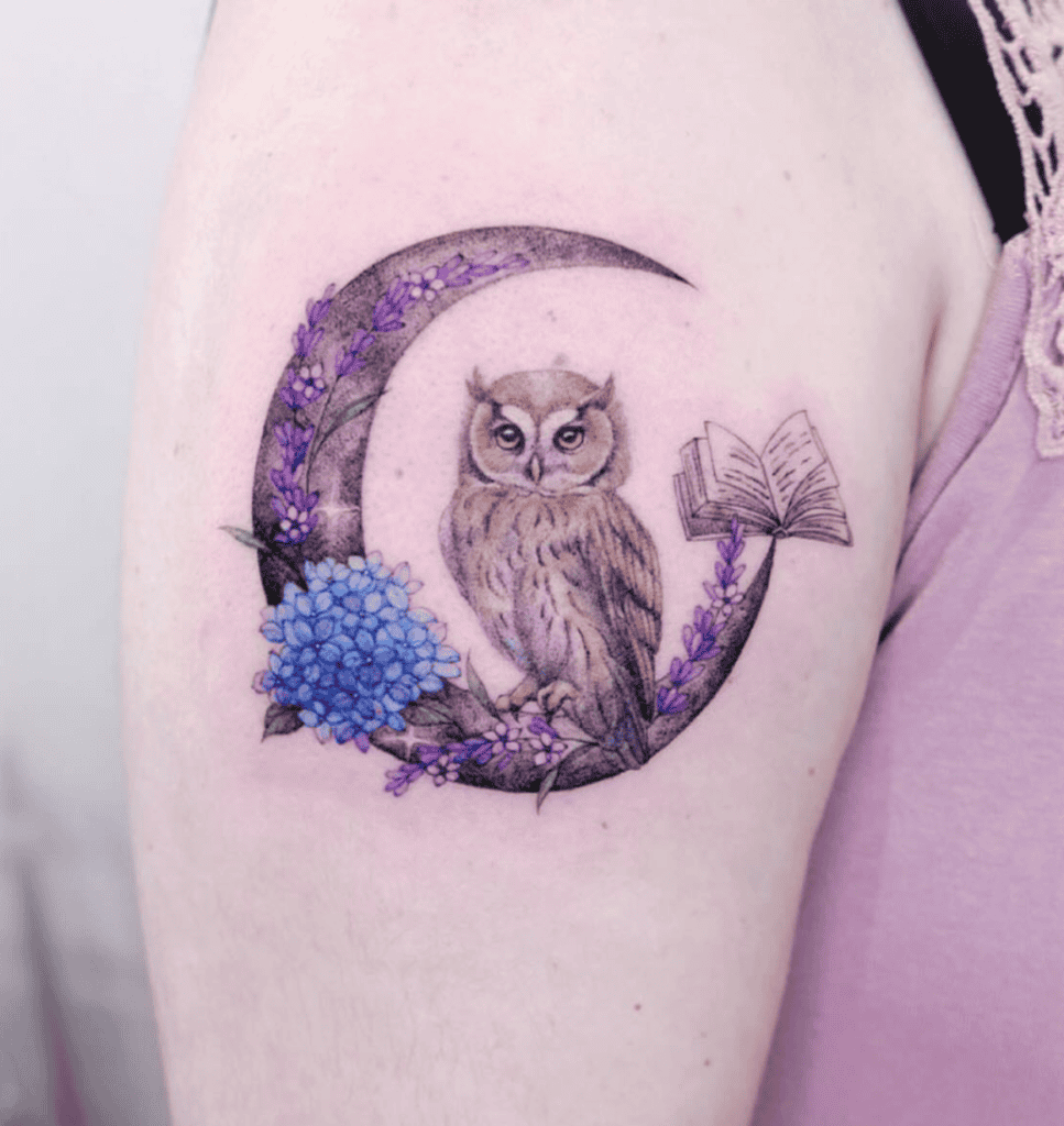 Owl Moon Animal Tattoo