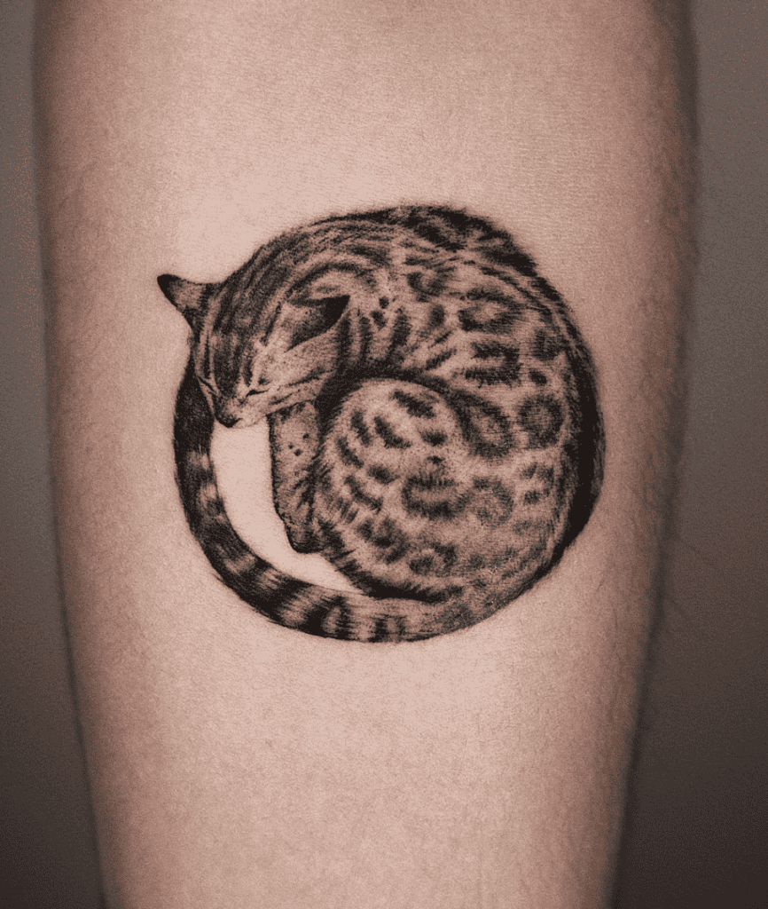 Cat Sleep Animal Tattoo