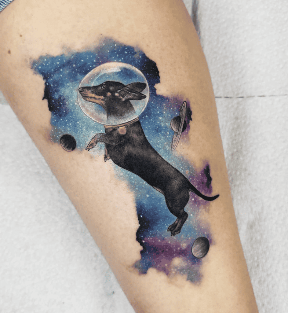 Dog Space Animal Tattoo