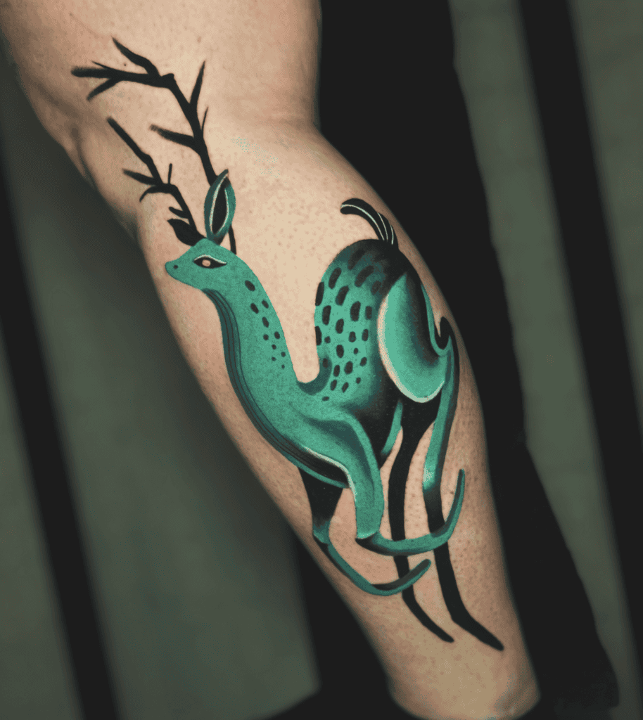Deer Green Animal Tattoo