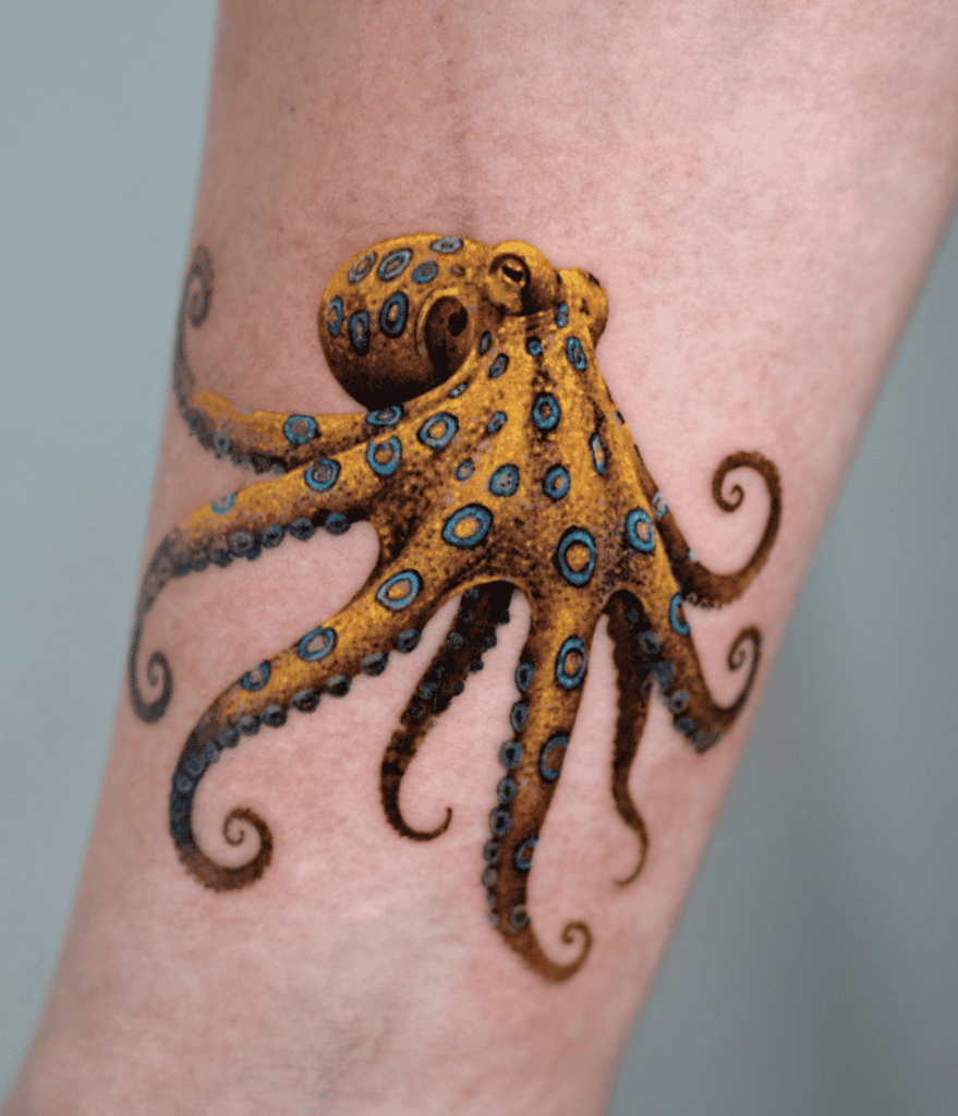 Octopus Gold Animal Tattoo
