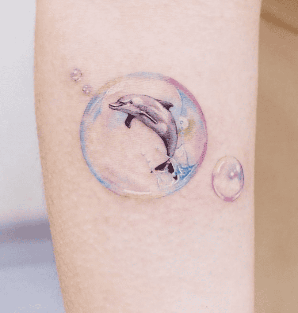 Dolphin Bubble Animal Tattoo