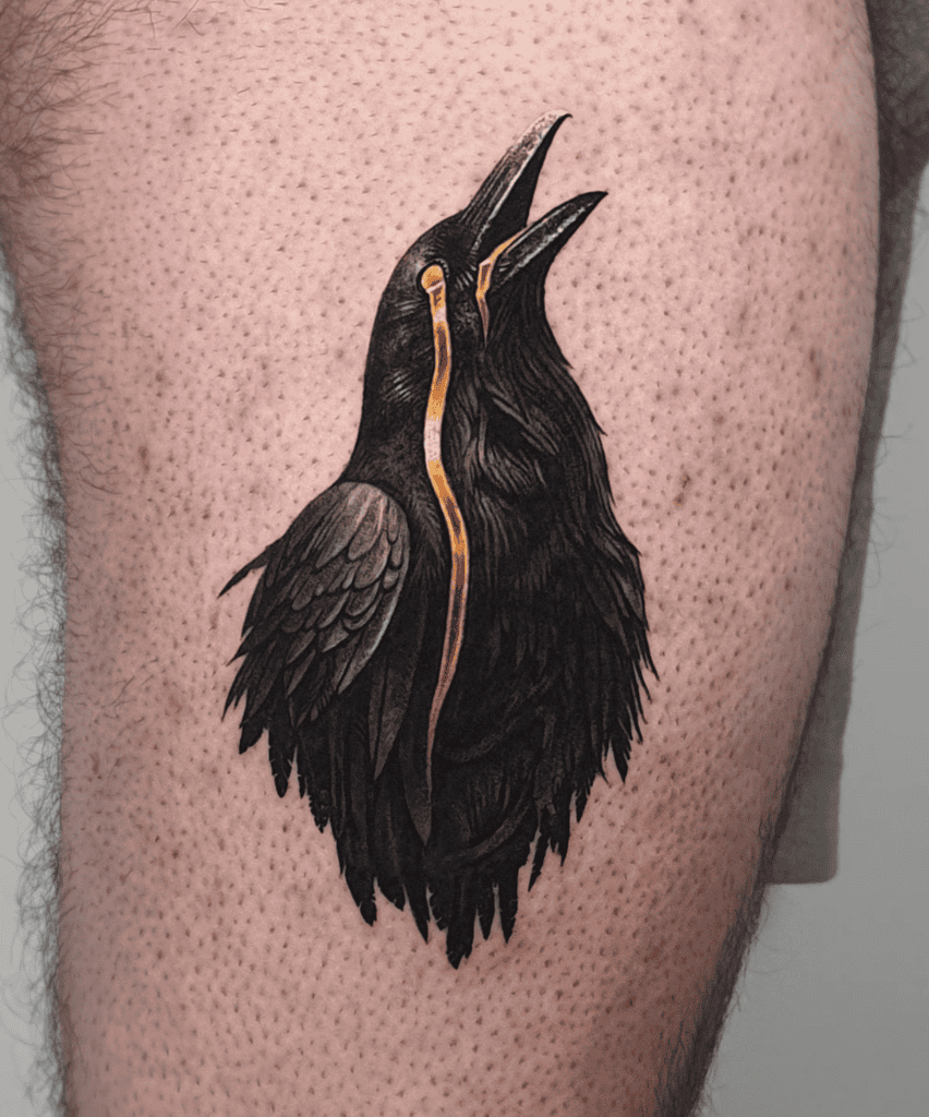 Raven Gold Animal Tattoo