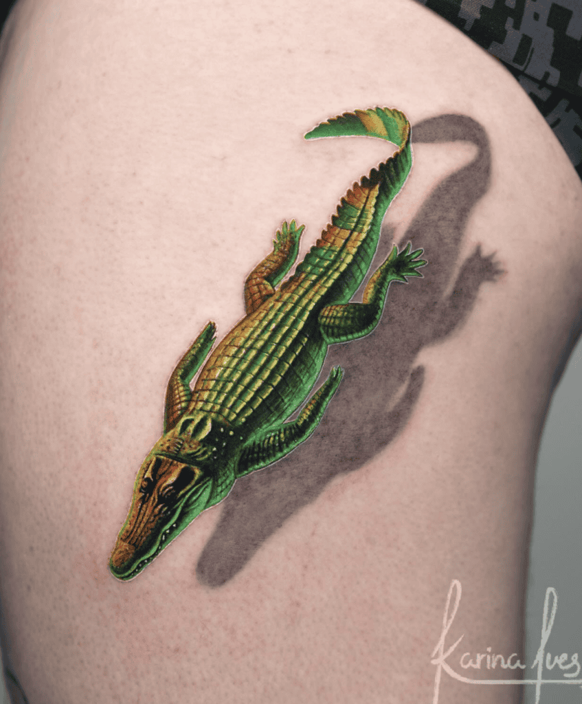 Crocodile Swim Animal Tattoo