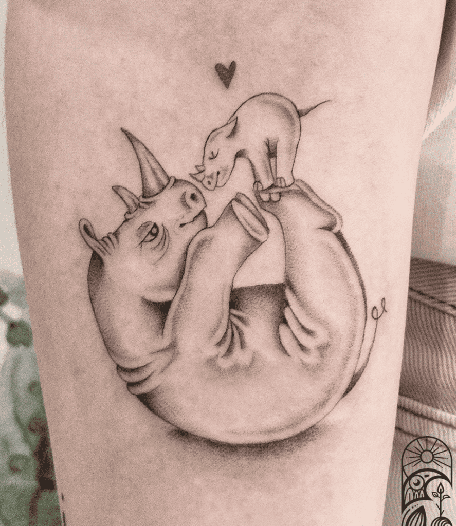 Rhinoceros Play Animal Tattoo