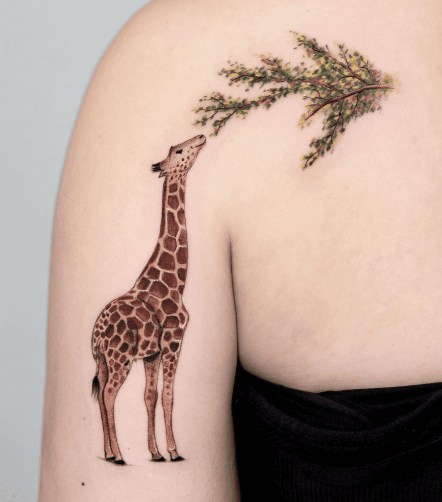 Giraffe Eat Animal Tattoo