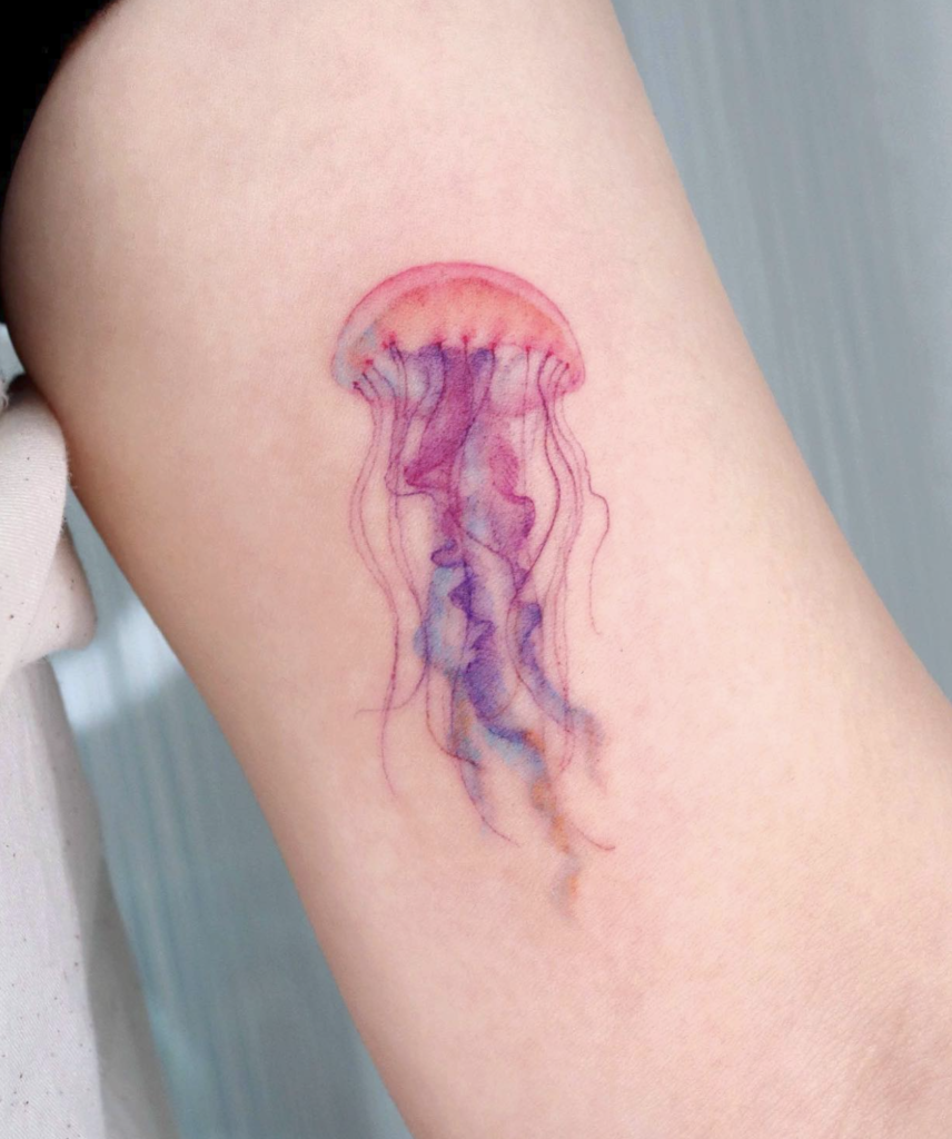 Jellyfish Pink Animal Tattoo