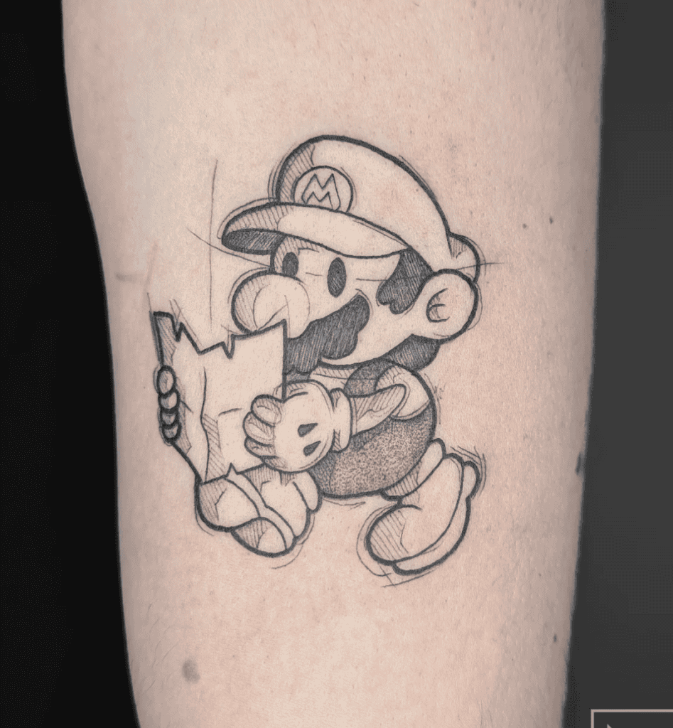 Mario Paper Super Mario Tattoo
