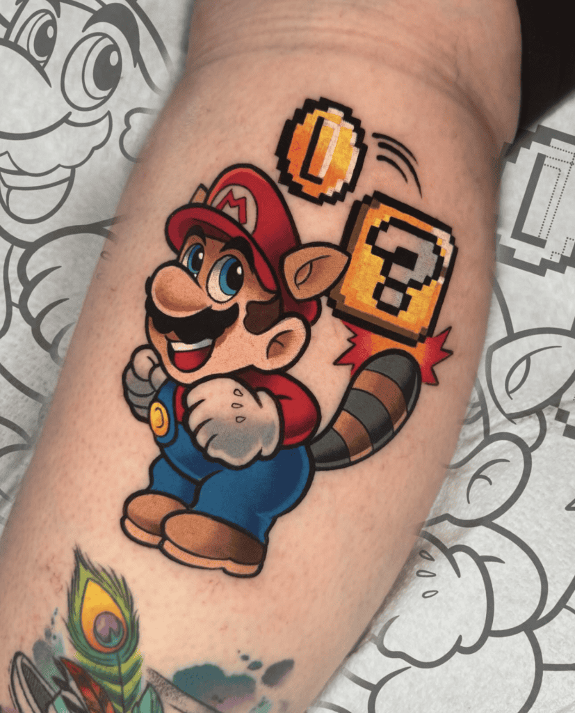 Mario Racoon Super Mario Tattoo