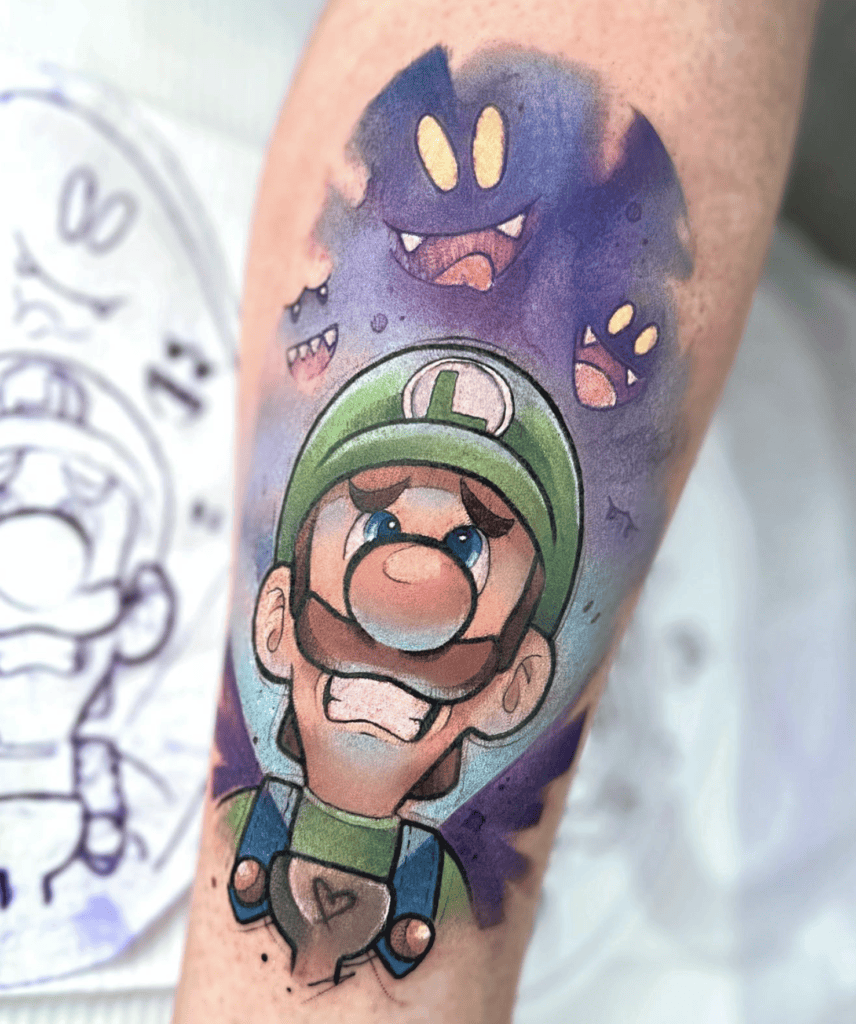 Luigi Ghosts Super Mario Tattoo
