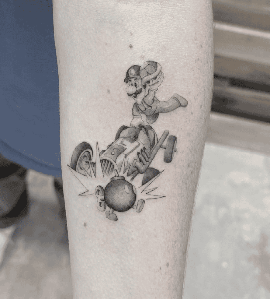 Luigi Kart Super Mario Tattoo