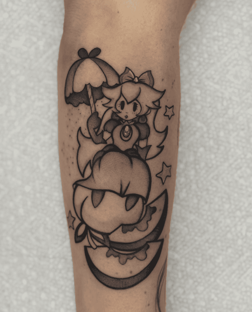 Princess Peach Chibi Super Mario Tattoo
