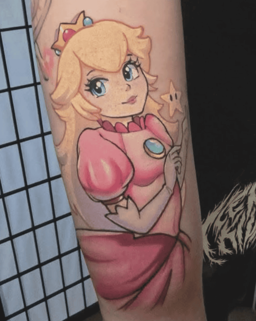 Princess Peach Star Super Mario Tattoo