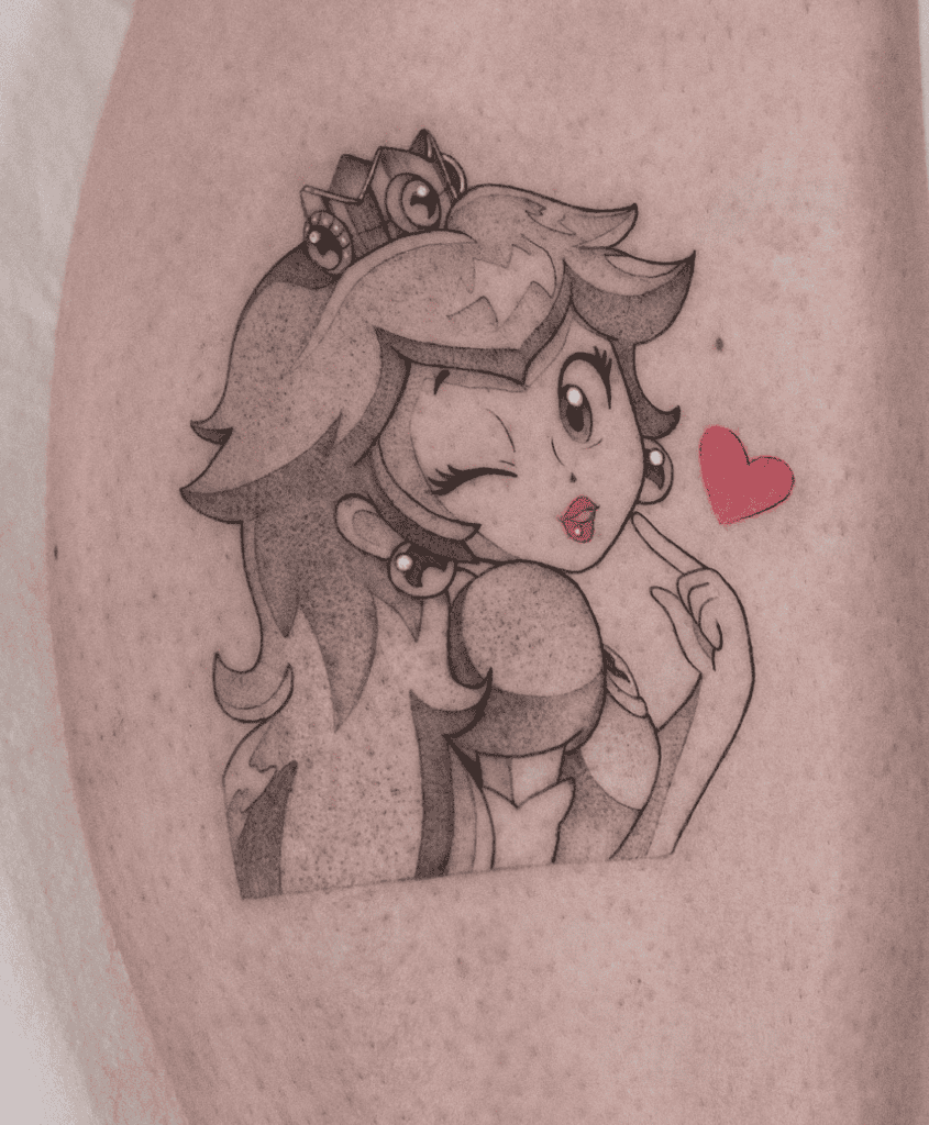 Princess Peach Wink Super Mario Tattoo