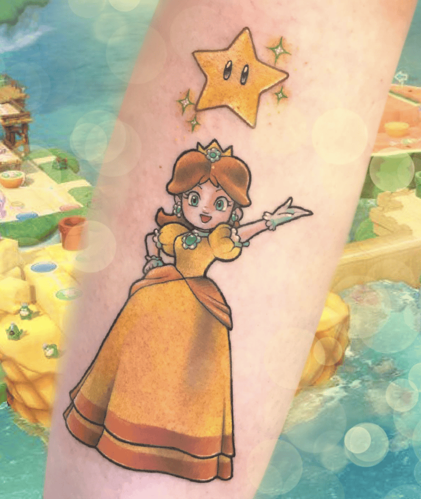 Princess Daisy Star Super Mario Tattoo