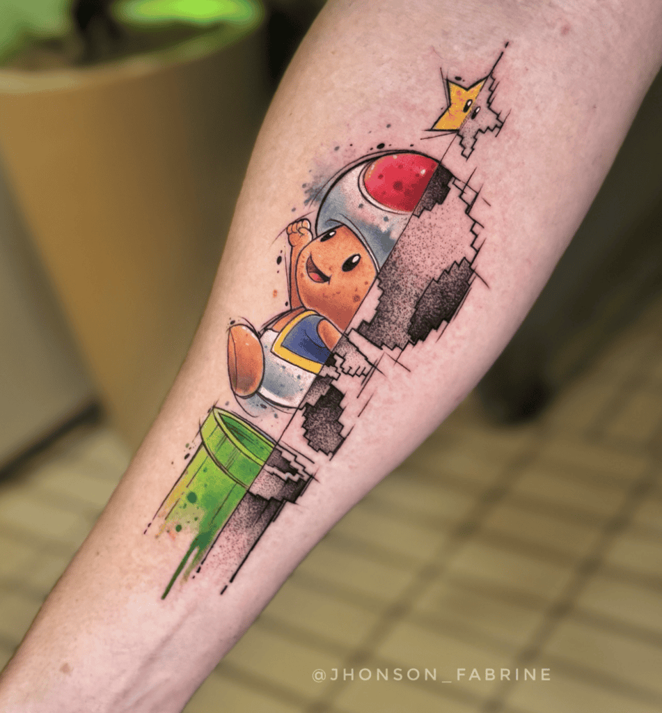 Toad Pipe Super Mario Tattoo