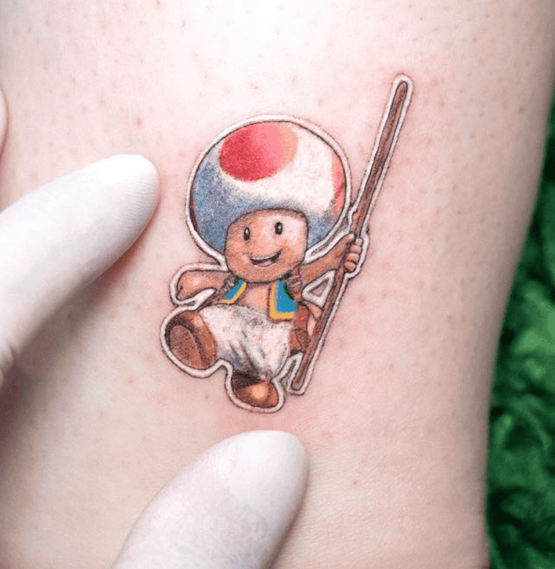 Toad Staff Super Mario Tattoo