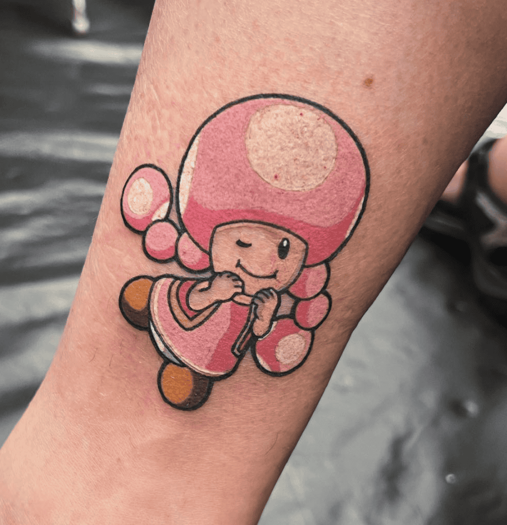 Toadette Wink Super Mario Tattoo