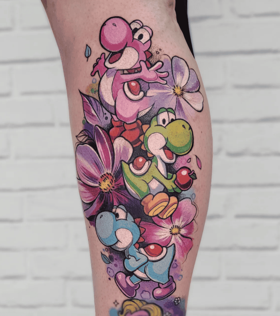 Yoshi Family Super Mario Tattoo