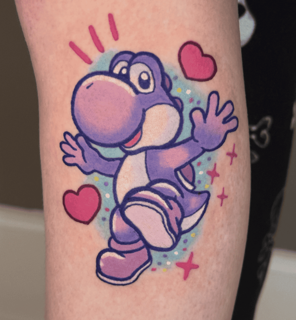 Yoshi Purple Super Mario Tattoo