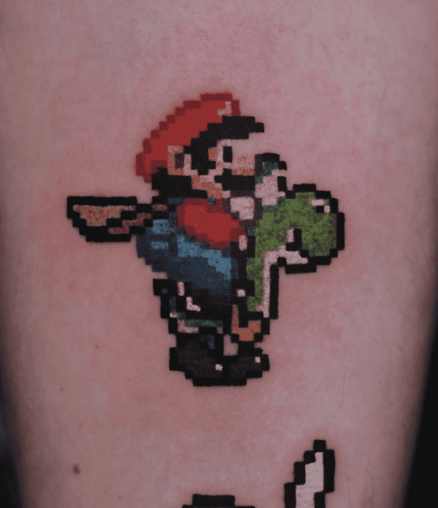 Yoshi Ride Super Mario Tattoo
