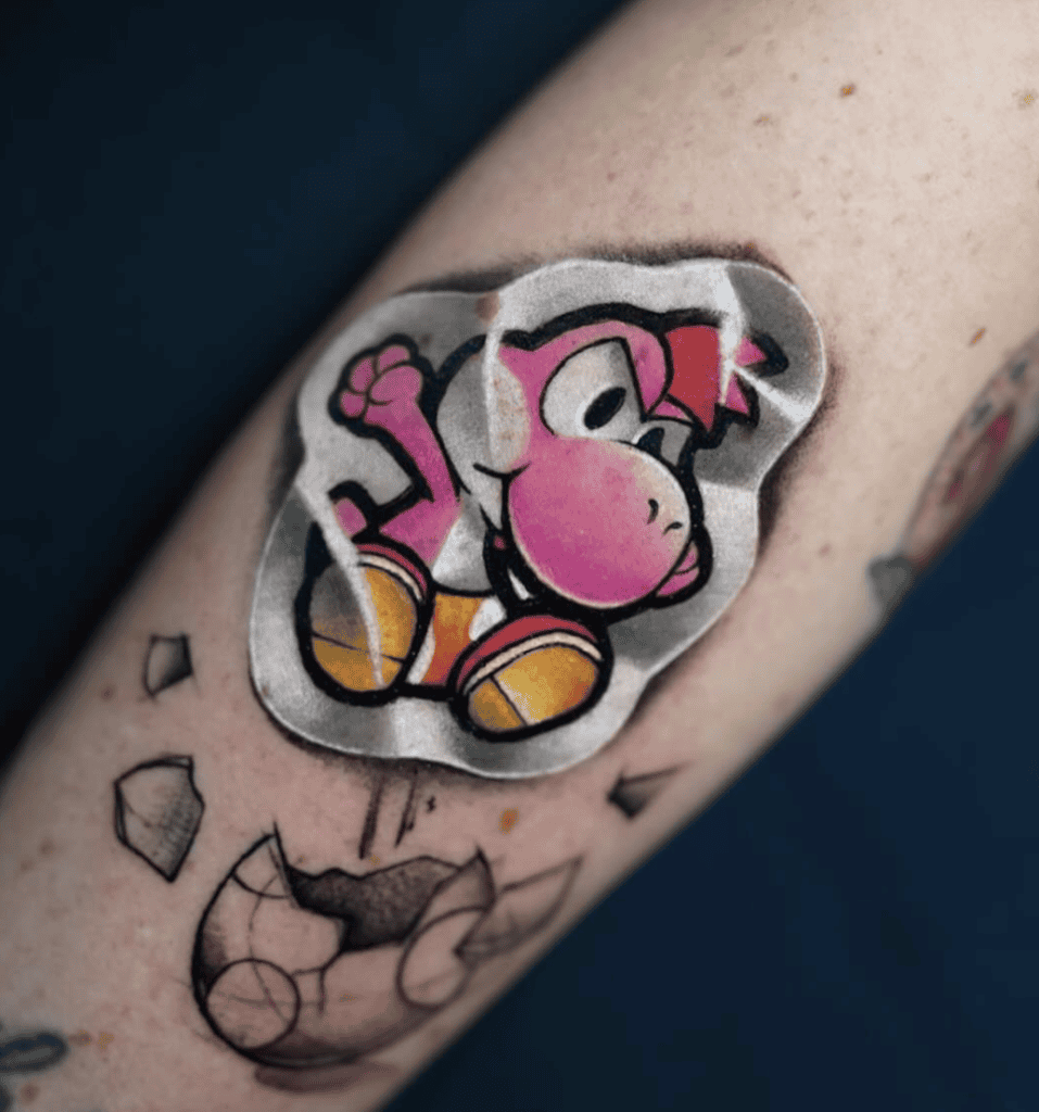 Kid Yoshi Super Mario Tattoo
