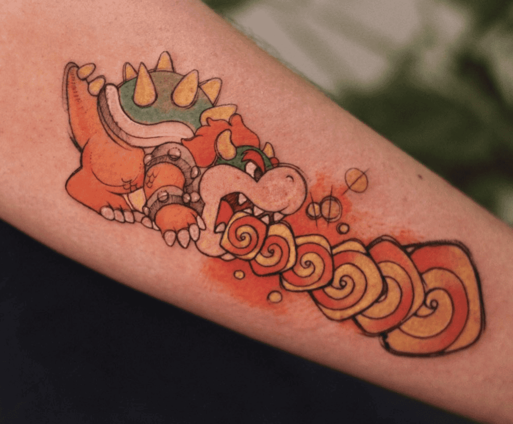 Bowser Flame Super Mario Tattoo