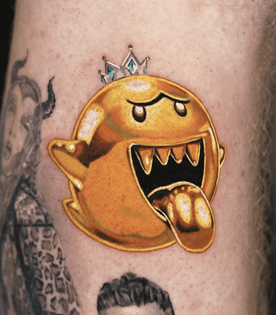 King Boo Gold Super Mario Tattoo